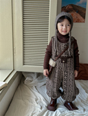 冬装 24男童加绒宽松背带裤 中小童森系加厚休闲裤 暮晨家新款 阔腿裤