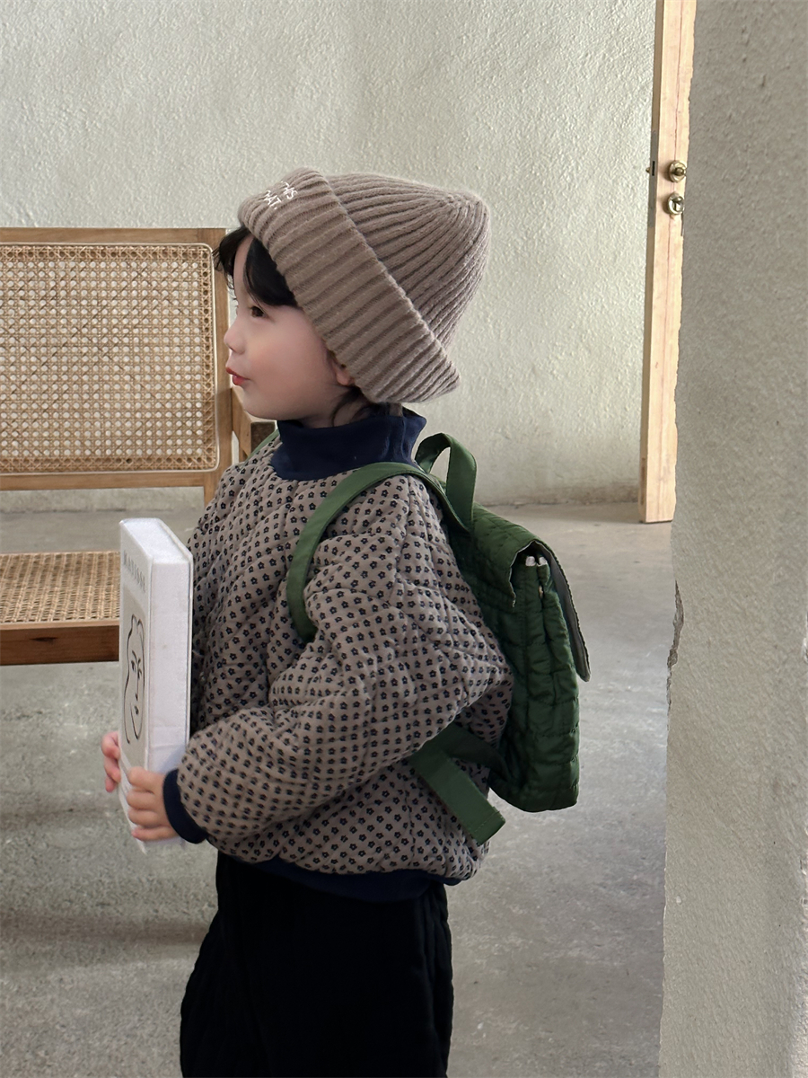 冬季男童棉布森系碎花夹棉卫衣