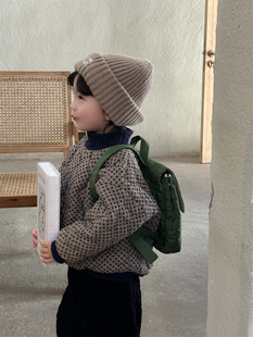 暮晨家新款冬装25男童碎花加绒半高领卫衣中小童森系棉袄上衣外套