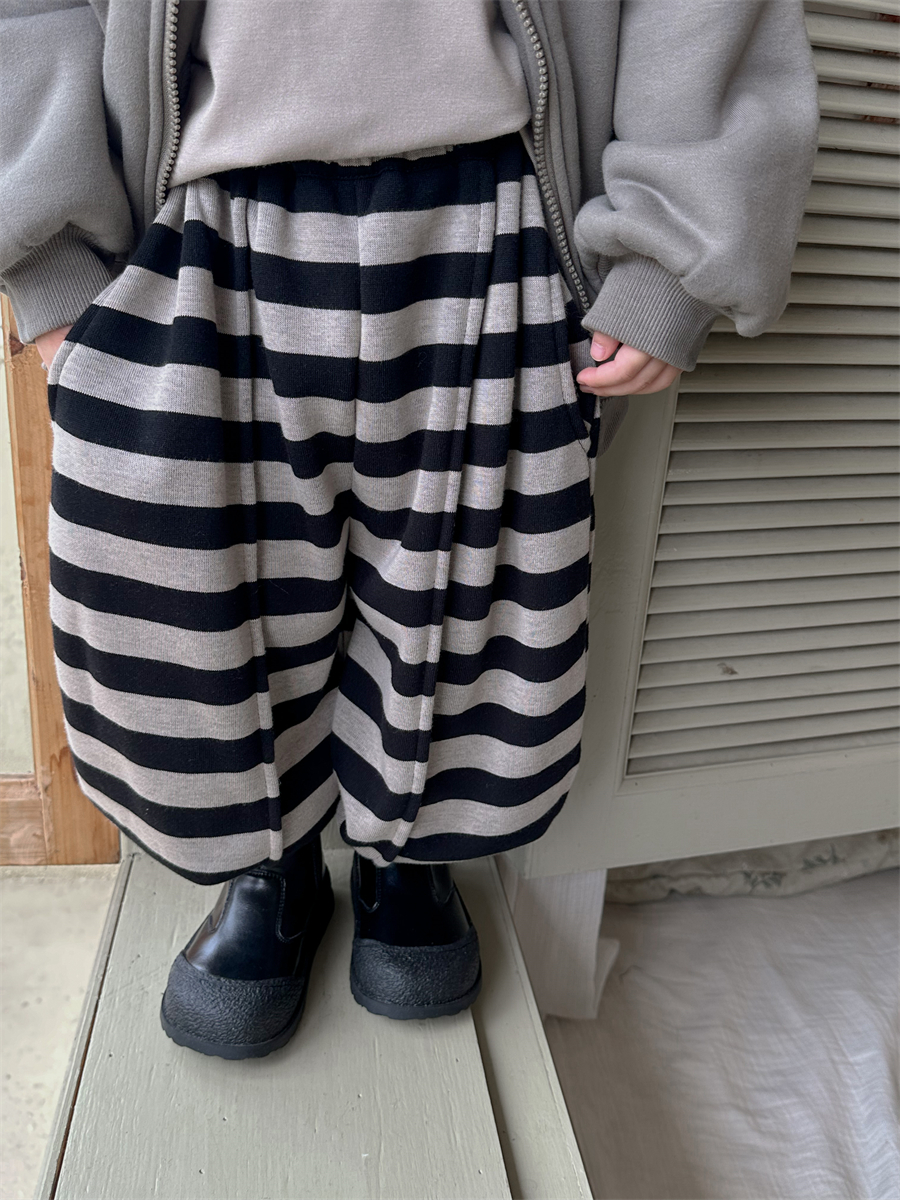 长裤针织休闲裤撞色条纹裤子加厚