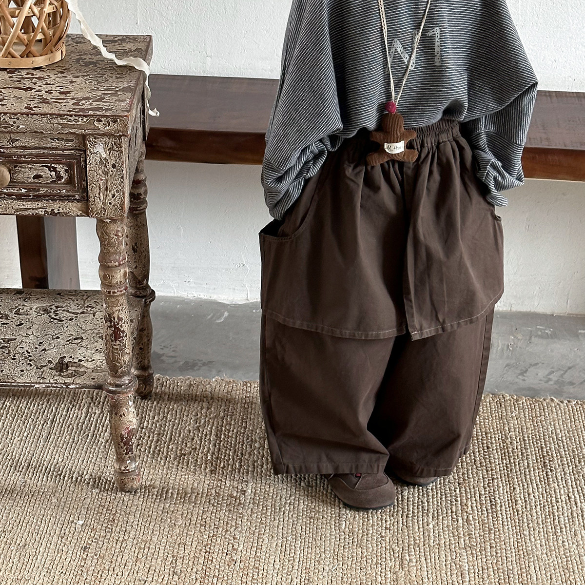 暮晨家新款秋装2025男童纯色棉布假两件阔腿裤中小童森系复古裙裤,童装/婴儿装/亲子装,裤子,淘宝优惠券,粉丝福利购,淘宝优惠卷