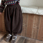 2025冬装 男童一体绒格子裤 中小童宽松加厚灯笼裤 暮晨家新款 阔腿裤