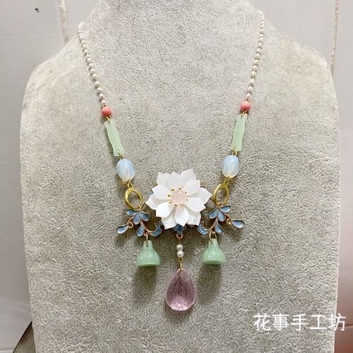 原创手作风古典旗袍滴油锁骨链