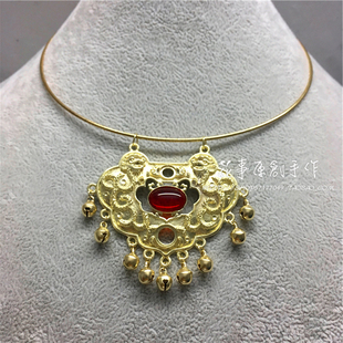 红楼梦贾宝玉同款古风金色龙纹长命锁璎珞新娘秀禾服饰项链项圈