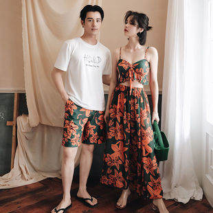 25新情侣泳衣套装复古绿比基尼三件套裙式性感分体泳装女ins风沙