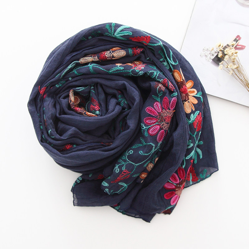 民族风棉麻女夏季青海旅游围巾披肩超大防晒遮阳文艺亚麻沙滩纱巾