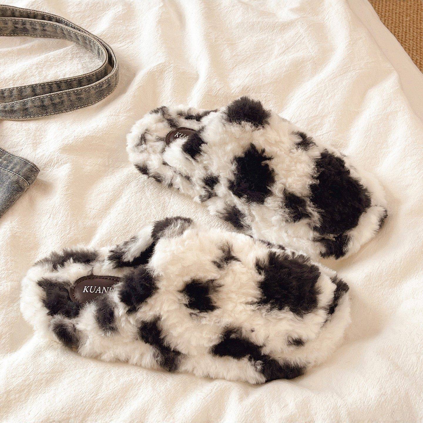 日本OFFCAT可爱奶牛拖鞋女2025秋冬新款毛绒保暖厚底高级感棉拖鞋,居家布艺,居家棉拖/棉鞋,淘宝优惠券,粉丝福利购,淘宝优惠卷