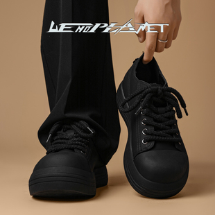 日本OFFCAT上野行星时尚百搭透气板鞋男女同款厚底增高休闲鞋黑色