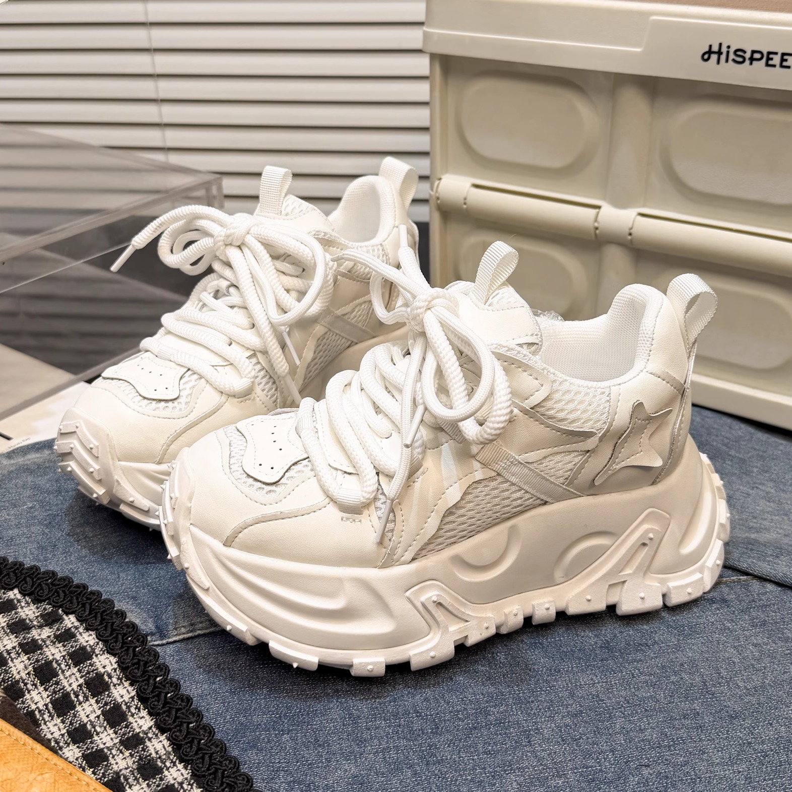 日本OFFCAT6cm时尚爆款阿甘鞋女2026款皮面厚底松糕老爹鞋单鞋潮