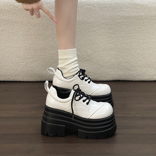 日本OFFCAT甜美风配裙子厚底系带小皮鞋女2025冬季新款小个子超厚