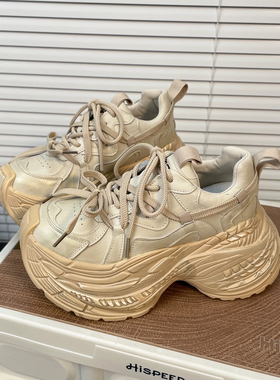 日本offcat小个子增高8cm双系带老爹鞋女2025秋款时尚休闲运动鞋