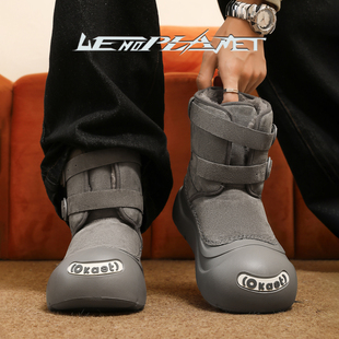 日本OFFCAT上野行星冬季户外开口笑雪地靴男女加绒加厚保暖厚底丑