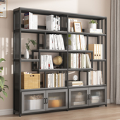 书架一体靠墙收纳架落地置物架图书馆多层储物柜客厅书柜展示柜子