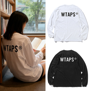 日系WTAPS余文乐同款长袖秋冬青少年男女情侣纯棉字母印花宽松T恤