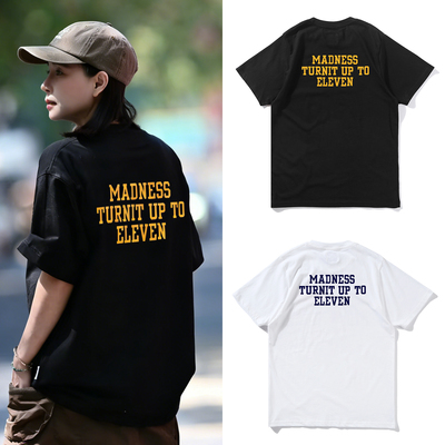 日系港风余文乐同款 11周年成都限定字母印花短袖夏季情侣半袖T恤