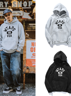 日系余文乐同款WTAPS字母印花连帽卫衣秋冬加绒宽松情侣帽衫外套