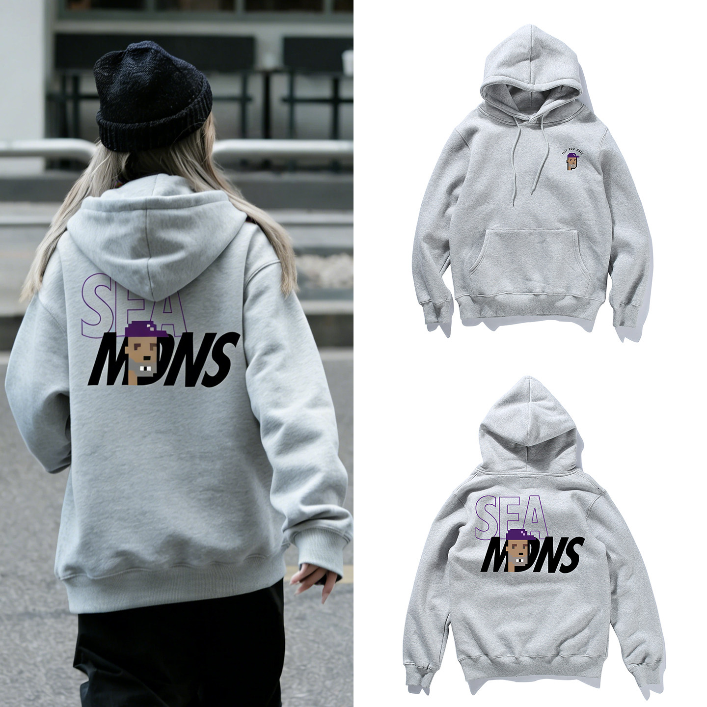 WIND AND SEA联名余文乐同款加绒连帽卫衣秋冬情侣宽松慵懒风外套