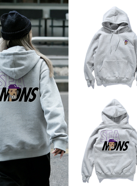 WIND AND SEA联名余文乐同款加绒连帽卫衣秋冬情侣宽松慵懒风外套