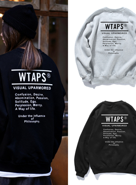 日系WTAPS余文乐同款套头卫衣男秋冬情侣休闲纯棉宽松加绒上衣 潮