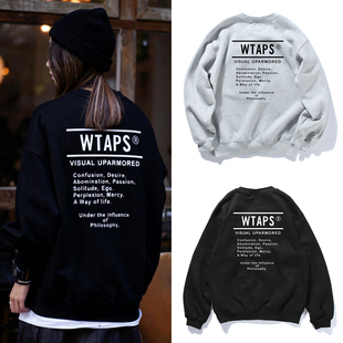 日系WTAPS余文乐同款套头卫衣男秋冬情侣休闲纯棉宽松加绒上衣 潮