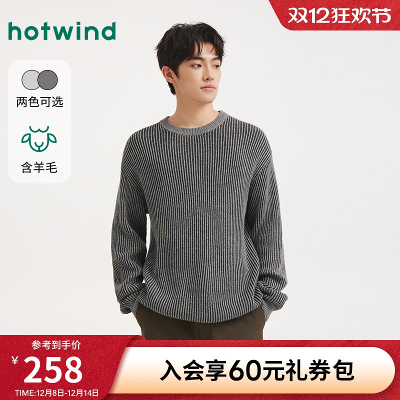 热风2025年冬季男士肌理针织衫