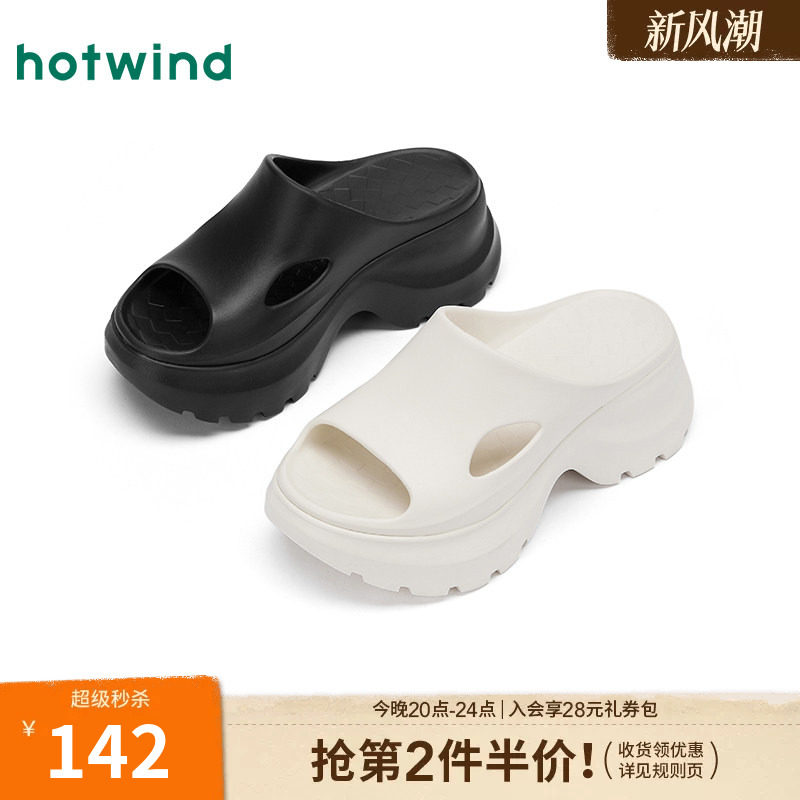 热风厚底拖鞋休闲凉拖可外穿图片