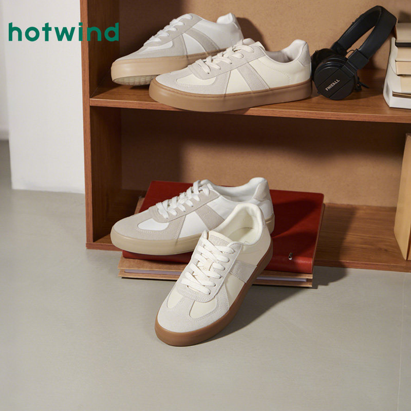 热风男鞋春秋季新款德训鞋男士时尚休闲板鞋百搭纯色小白鞋子系带,流行男鞋,休闲板鞋,淘宝优惠券,粉丝福利购,淘宝优惠卷