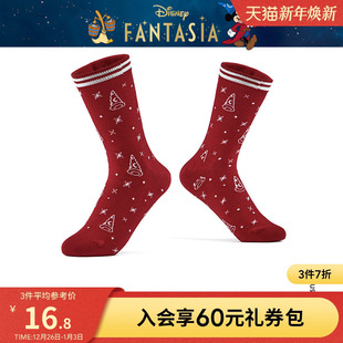新款 热风红色袜子2025年冬季 女士魔法米奇高帮袜 迪士尼系列