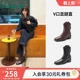 靴子女鞋 复古V口短靴百搭时装 新款 热风西部牛仔靴女2025年冬季