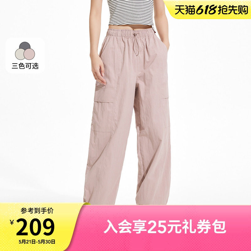 热风女士工装裤2026年夏季新款简约工装裤户外运动风直筒休闲长裤
