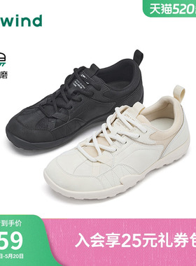 热风运动休闲鞋女款2026年春季新款软底轻便女鞋子黑色户外跑步鞋
