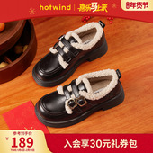 女2025年冬季 英伦风毛毛鞋 新款 热风加绒乐福鞋 黑色小皮鞋 棉鞋 女鞋