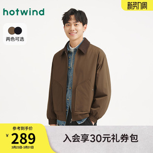 撞色翻领夹克复古巴恩风短外套 新款 热风男士 夹克外套2025年冬季