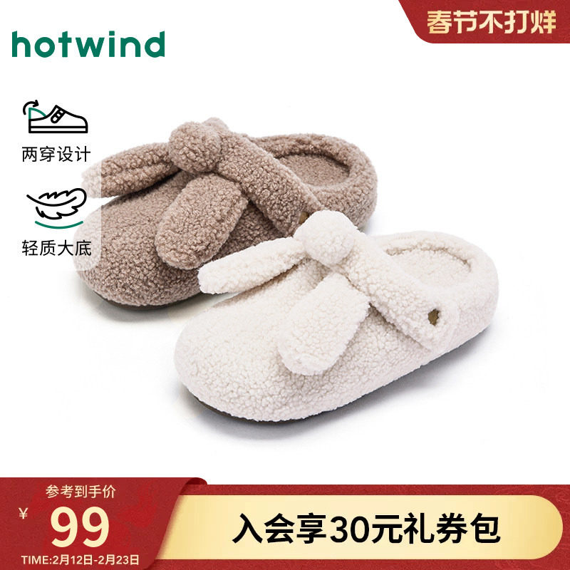 热风卡通毛毛鞋女鞋2025年冬季新款平底舒适家居拖鞋两穿包头拖
