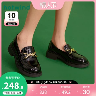 新款 2023年春季 圆头套脚百搭乐福鞋 女士时尚 热风女鞋 英伦风小皮鞋