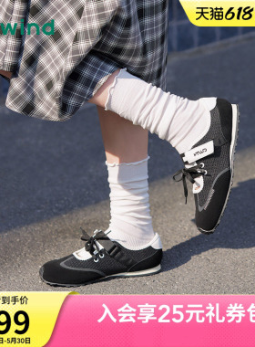 热风运动玛丽珍黑色休闲鞋女2026年夏季新款户外平底鞋H11W26107
