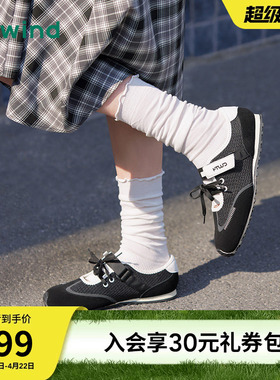 热风运动玛丽珍黑色休闲鞋女2026年春季新款户外平底鞋H11W26107