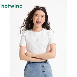 西高地联名 小狗印花短袖 热风女士白色短袖 新款 T恤2025年夏季