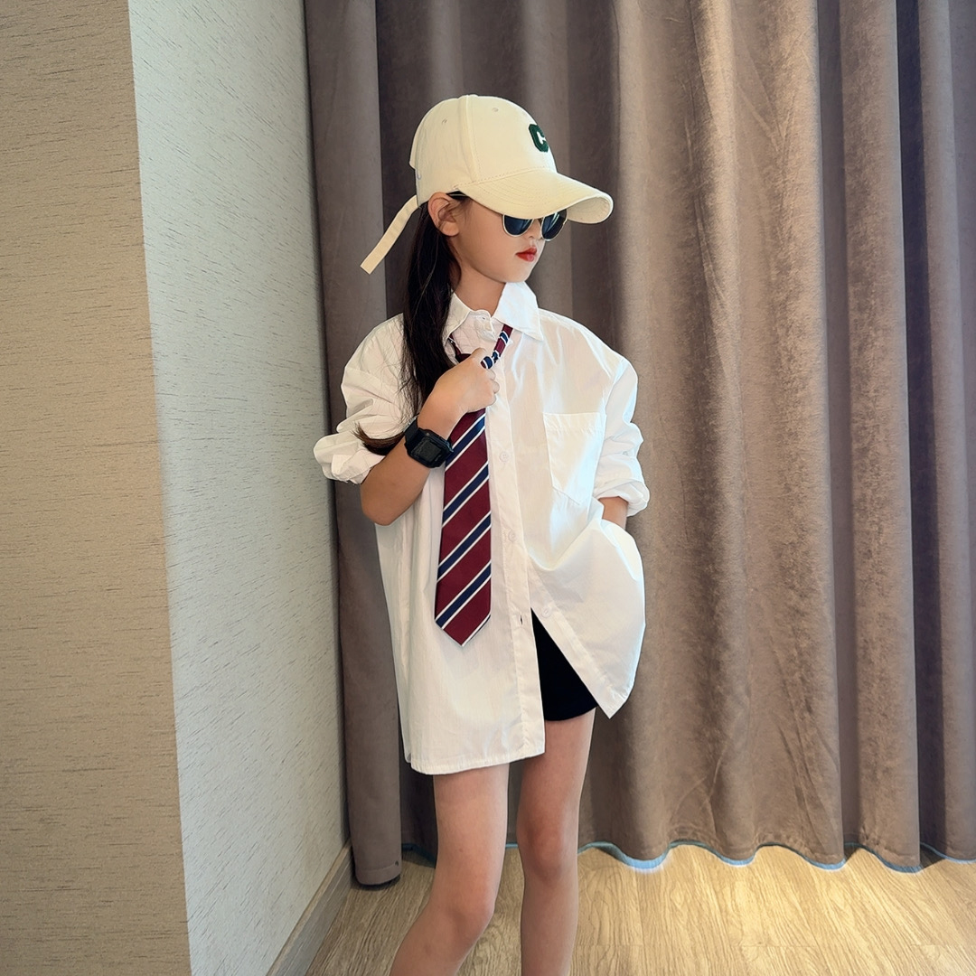 女童2025洋气百搭白色衬衫