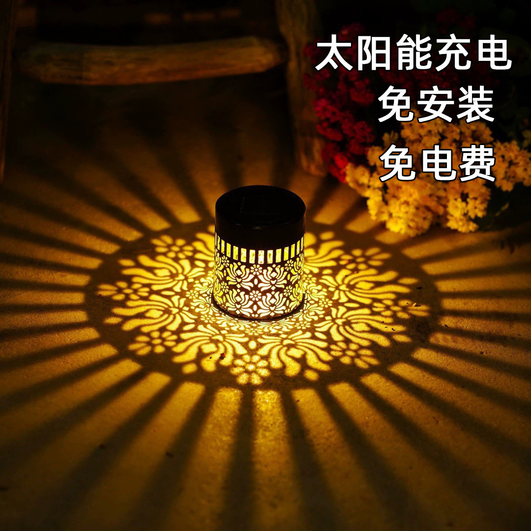 太阳能灯曼陀罗壁灯投影墙壁灯庭院灯户外铁艺景观氛围灯跨境爆款