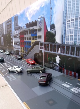 静态模型布景沙盘楼群马路背景板香港北角英皇道亚克力比例1:110