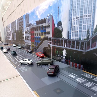 静态模型布景沙盘楼群马路背景板香港北角英皇道亚克力比例1:110