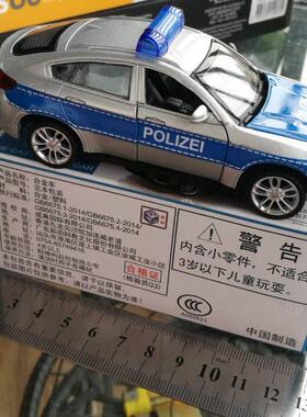 德国柏林警车模型合金回力可开两门BMW X6比例1/43车身长12cm彩珀