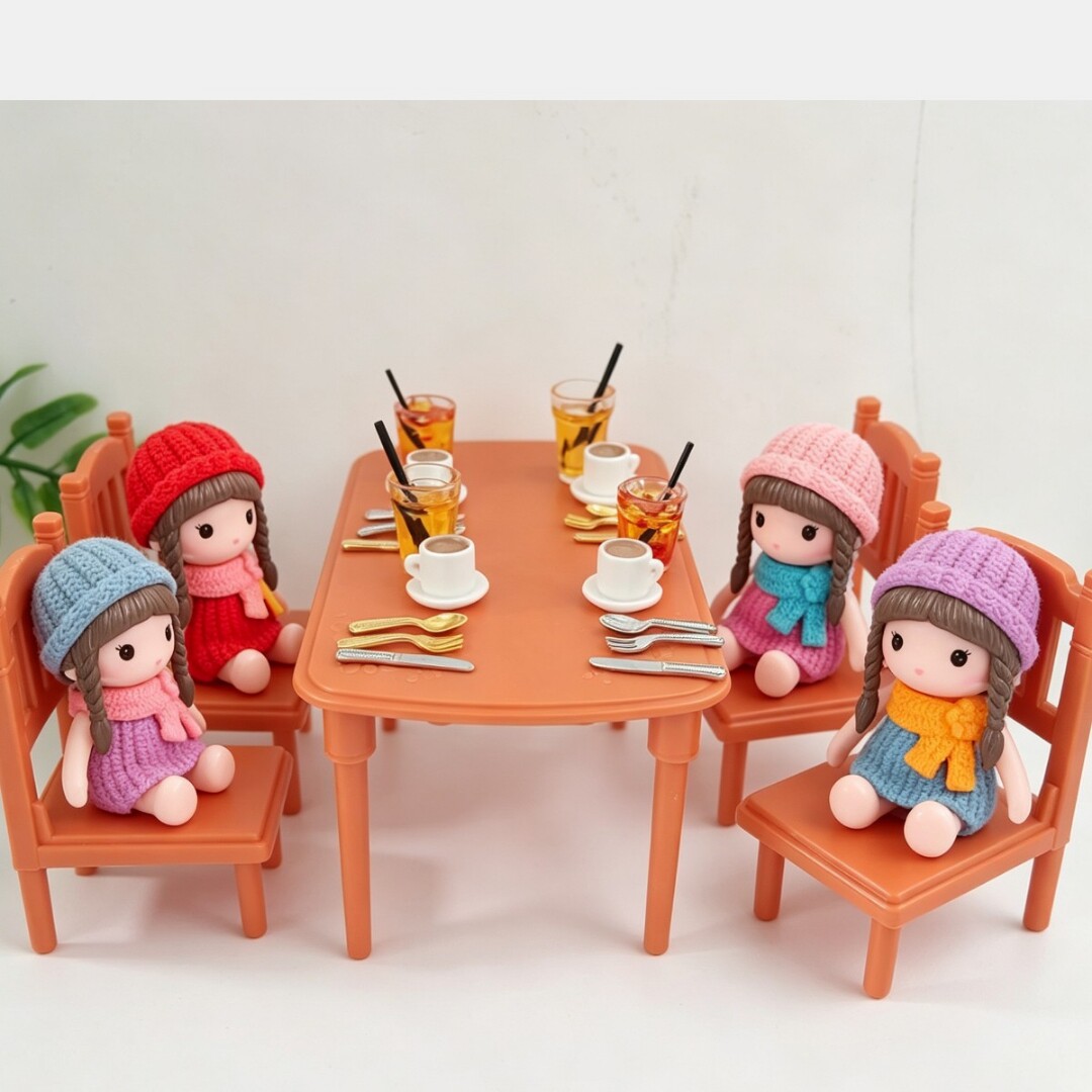 微缩娃娃屋桌椅套装食玩过家家场景餐桌家具模型场景配件仿真厨房