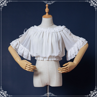 原创lolita内搭蝴蝶结雪纺衬衫