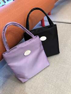 韩风博主新品秀林款迷你小拎包紫色尼龙帆布可爱手提包轻便手机包