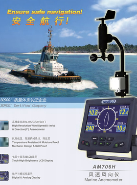 南京宁禄NINGLU船用风速风向仪AM706H AM706S 风杯风向标CCS证书