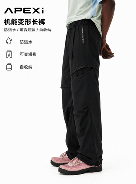 APEXi户外机能风可拆卸变形工装裤男防泼水冲锋裤运动长裤短裤