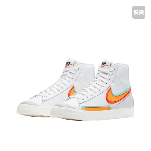 Nike Blazer 合成革  中帮 板鞋 女款 白蓝橙DC1746-100 贵州66仓
