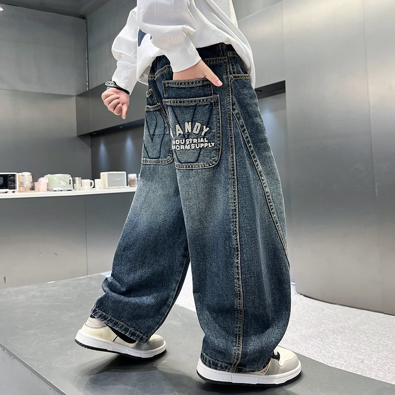 男童牛仔裤春秋款2025新款中大童男孩秋季直筒老爹裤儿童阔腿裤子,童装/婴儿装/亲子装,儿童牛仔裤,淘宝优惠券,粉丝福利购,淘宝优惠卷
